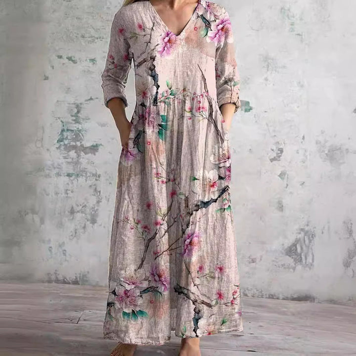Ivoire - Robe Maxi Boho à Imprimé Floral