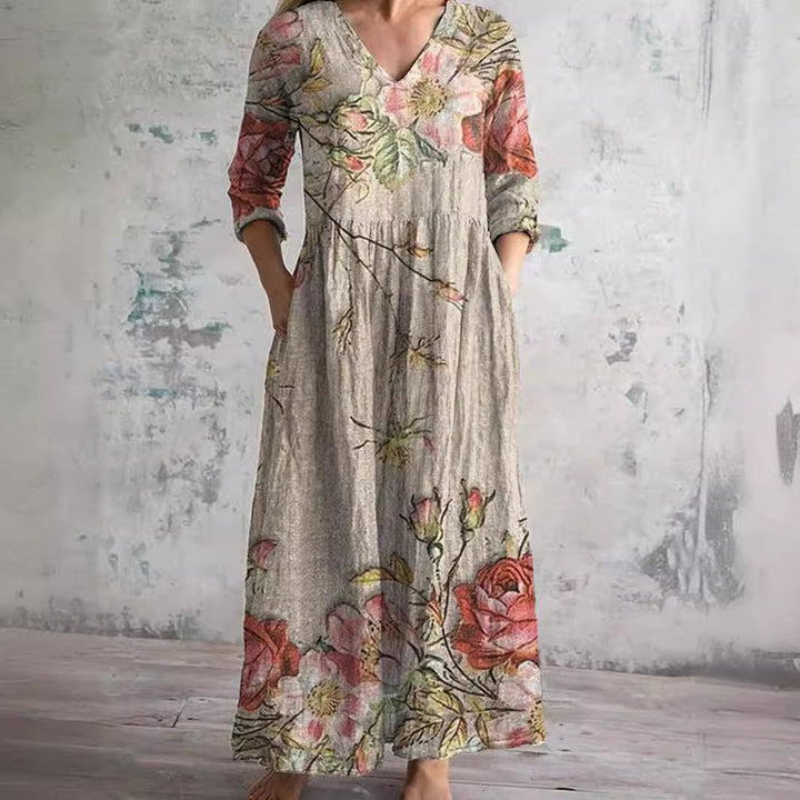 Ivoire - Robe Maxi Boho à Imprimé Floral