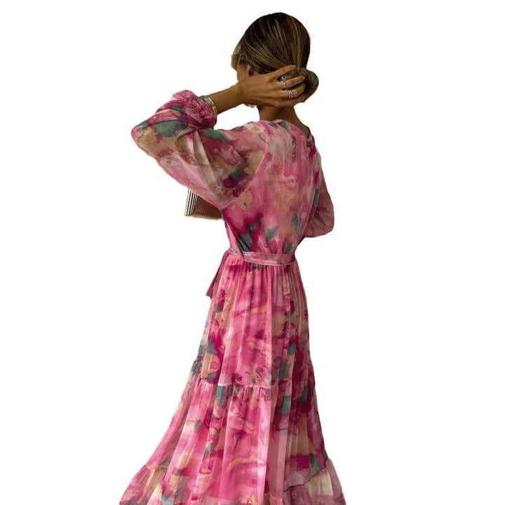 Trinity - Robe Maxi Boho Plissée avec Col en V