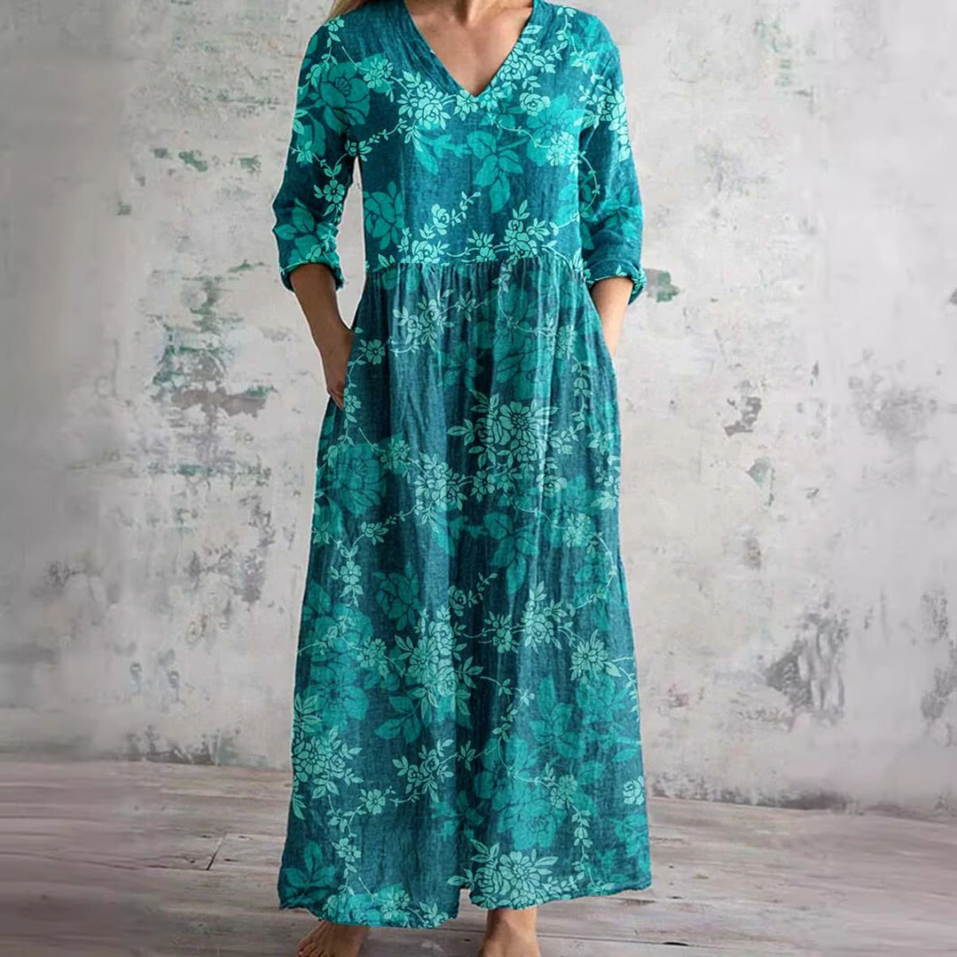 Ivoire - Robe Maxi Boho à Imprimé Floral