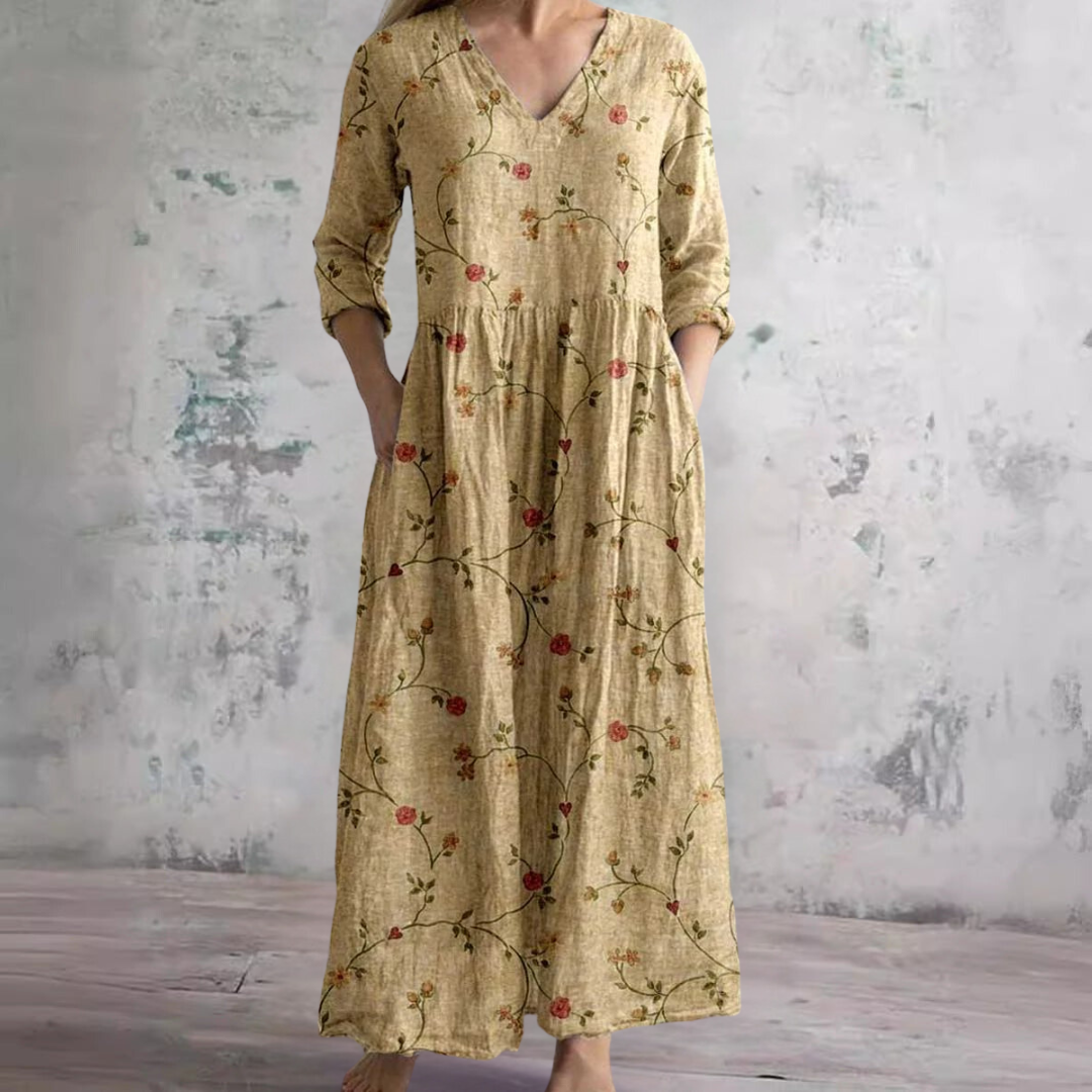 Ivoire - Robe Maxi Boho à Imprimé Floral