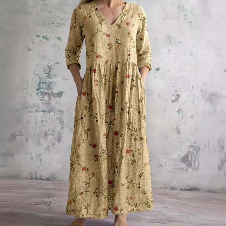 Ivoire - Robe Maxi Boho à Imprimé Floral