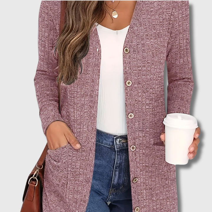 Fabienne - Élégance Intemporelle Cardigan Chic à Poches pour Femme