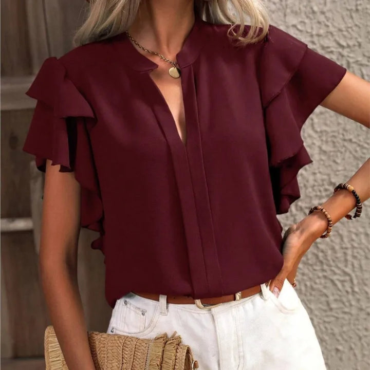 Amira - Élégante Blouse à Manches Volantes