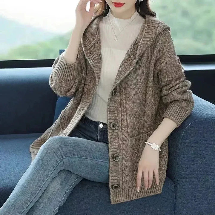 Lina™ - Cardigan Élégant à Motif Côtelé en Diamant