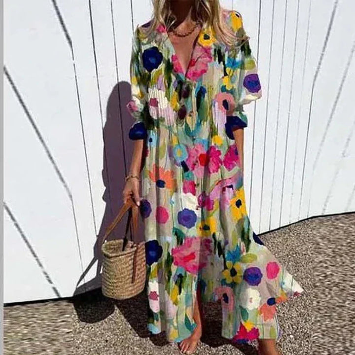 Caitlyn - Robe Maxi Bohème à Manches Bouffantes