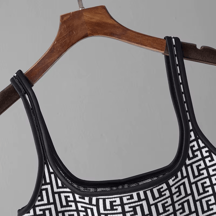 Avery™ - Ensemble trois pièces en tartan rétro avec col en O