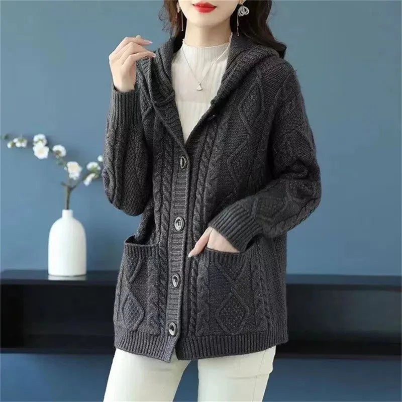 Lina™ - Cardigan Élégant à Motif Côtelé en Diamant