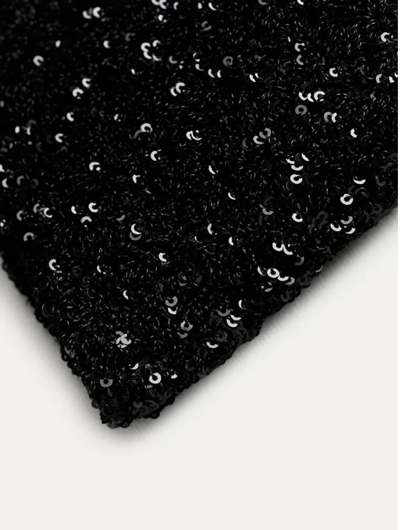 Halle - Mini Robe Étroite à Paillettes avec Col O