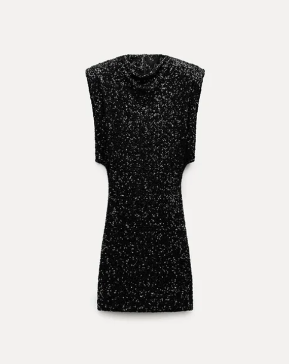 Halle - Mini Robe Étroite à Paillettes avec Col O