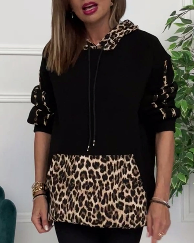 Alyssa™ - Sweat à capuche décontracté en imprimé léopard