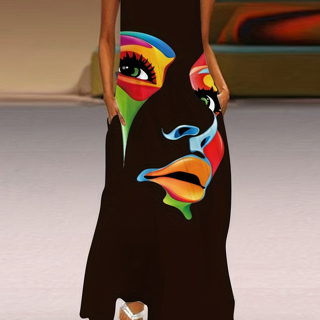 Honor - Chic Printed Maxi Robe with Mask