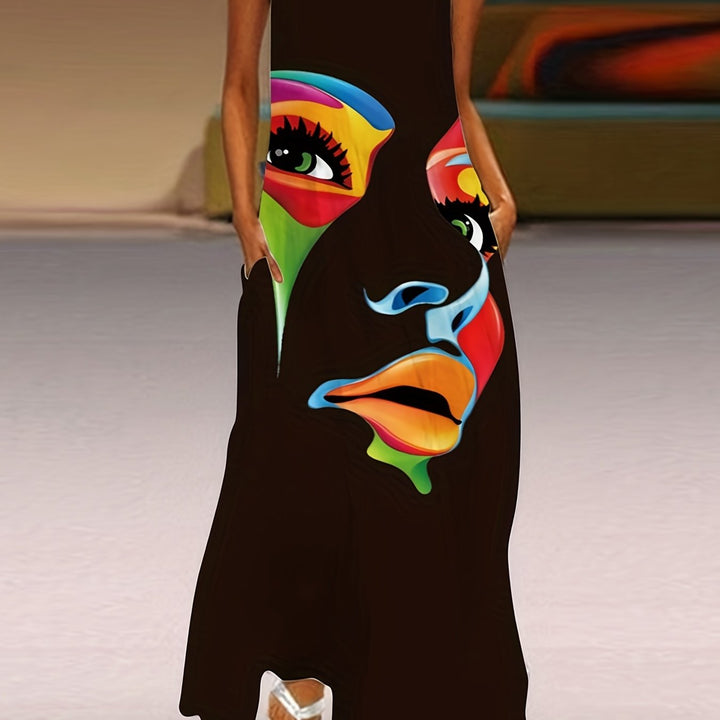 Honor - Chic Printed Maxi Robe with Mask