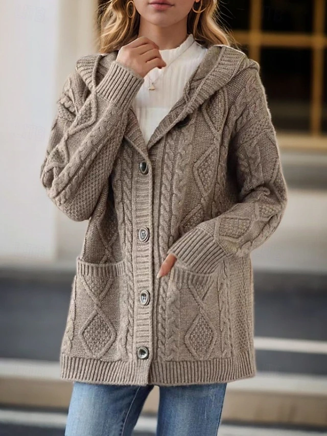 Lina™ - Cardigan Élégant à Motif Côtelé en Diamant