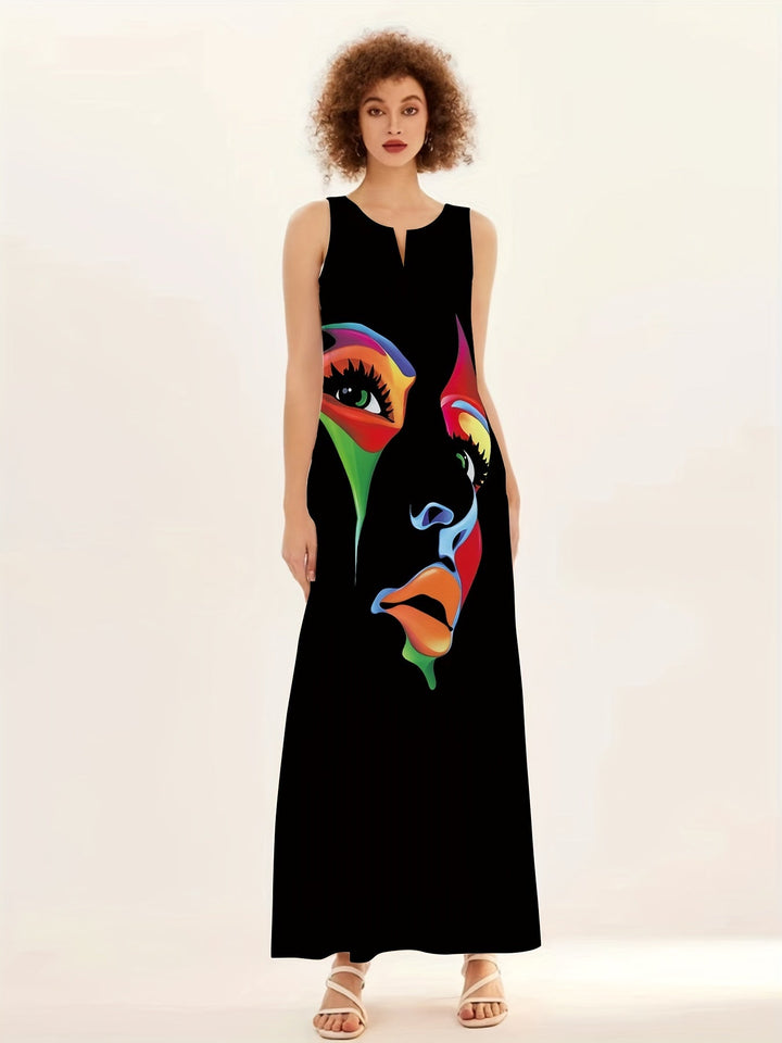 Honor - Chic Printed Maxi Robe with Mask