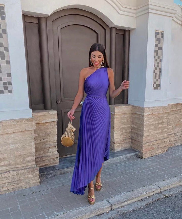 Celeste – Élégante Robe Midi à Une Épaule