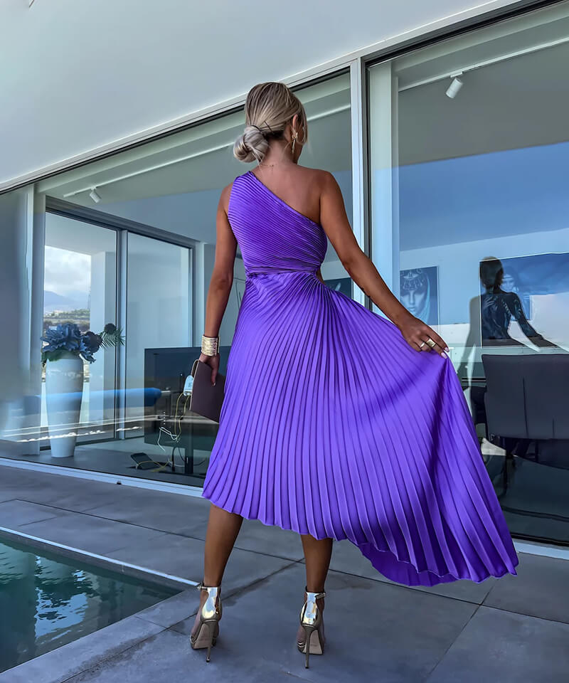 Celeste – Élégante Robe Midi à Une Épaule