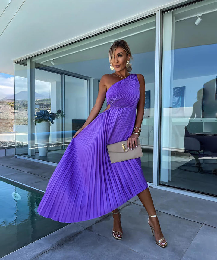 Celeste – Élégante Robe Midi à Une Épaule