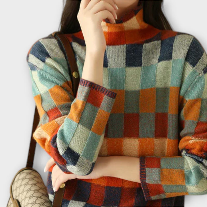 Pull Col Roulé Patchwork