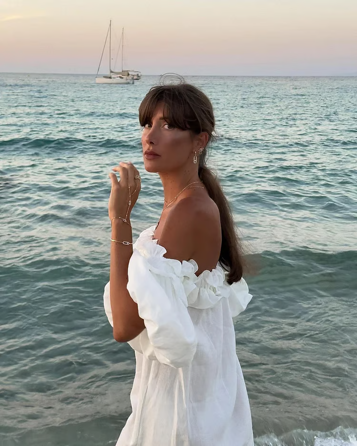 Sofia - Robe en Lin à Épaules Dégagées