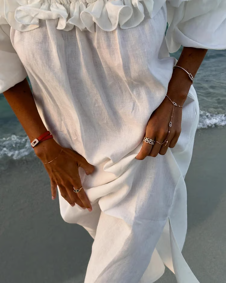 Sofia - Robe en Lin à Épaules Dégagées