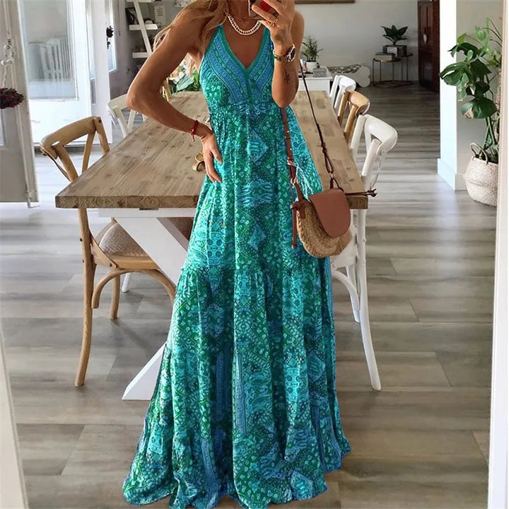 Wren - Robe Maxi Boho à Bretelles Spaghetti et Décolleté en V